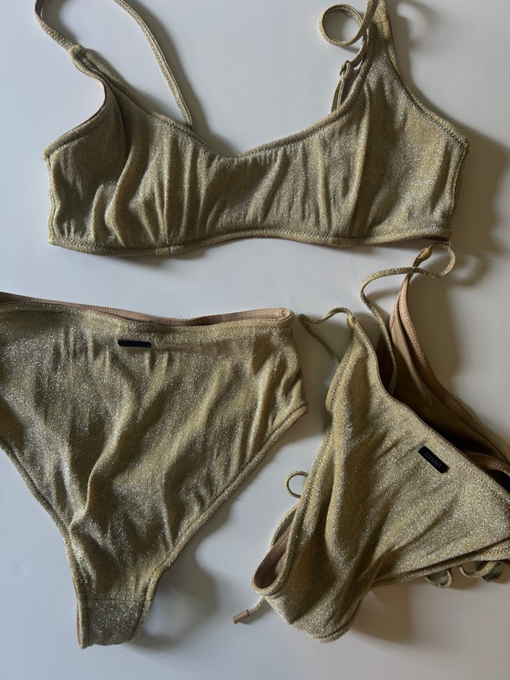 Triangl gold sparkle bikini set